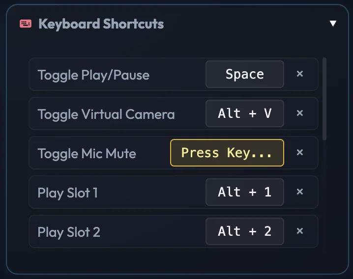 OmeCam Standard Hotkeys Setup